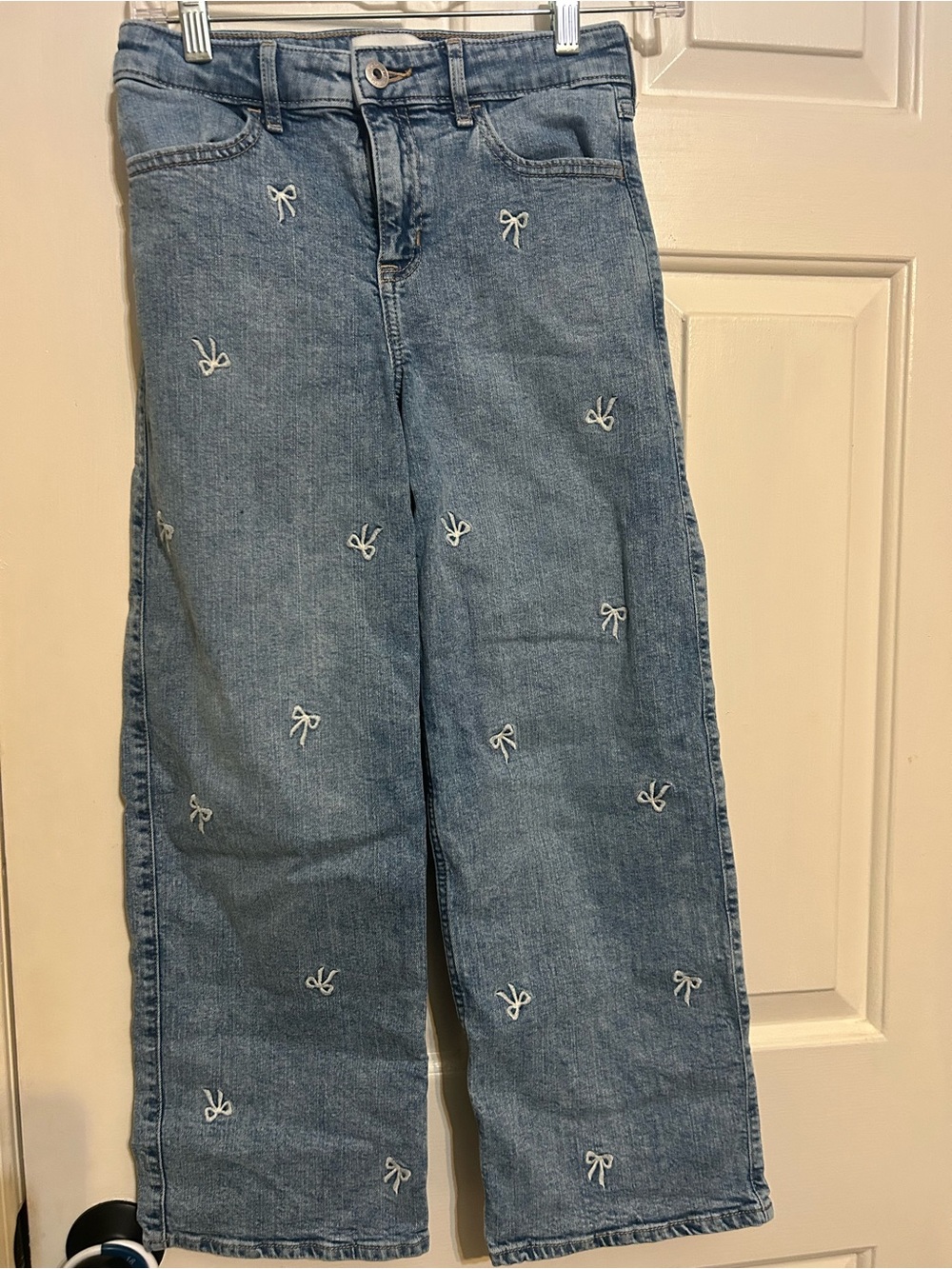 Abercrombie kids high rise wide leg bows jeans girls 11/12 short